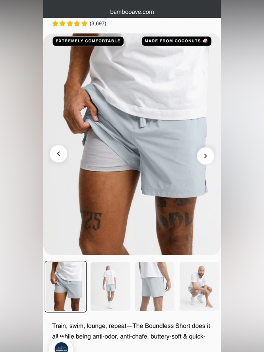 Bamboo Ave Boundless Shorts with Liner - Picture 2 of 4